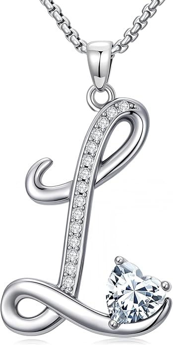 Christmas Gifts for Women Alphabet A to Z Initial Birthstone Pendant Necklaces for Women - 18k White Gold Plated Personalized Name Jewelry Valentine Mothers Day Birthday Gifts for Women Her Girlfriend