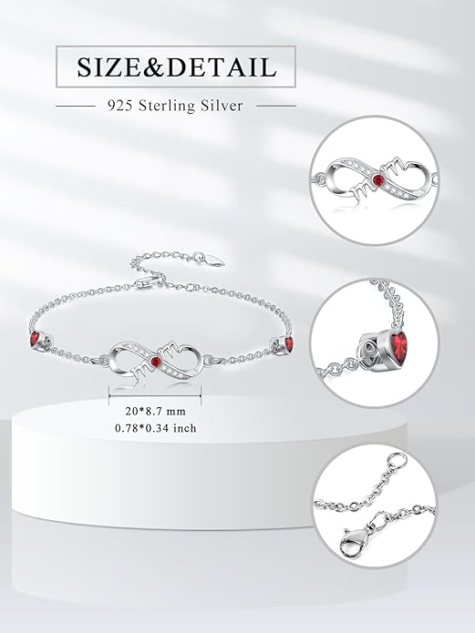 Dorunmo Infinity Bracelet Mom Bracelet 925 Sterling Silver 14K Gold Plated Infinity Heart Anklet for Women Christmas Jewelry Gifts for Wife Mom Daughter