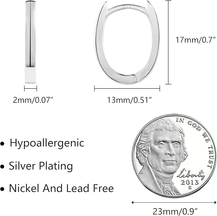 925 Sterling Silver Earrings Small Chunky Silver Earrings for Women Trendy 14K Gold Plated Hypoallergenic Cute Thick Huggie Hoops Earing Jewelry for Women Gifts