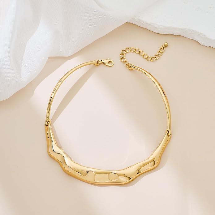 Chunky Gold Choker Collar Necklace for women Trendy Adjustable Gold Choker Necklace Statement Jewelry