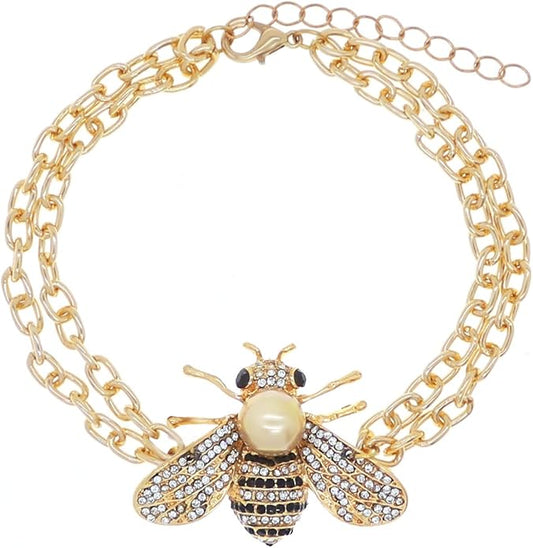 Honey Bee Brooches Crystal Insect Themed Bee Brooch Animal Fashion Shell Pearl Brooch Pin Gold Tone