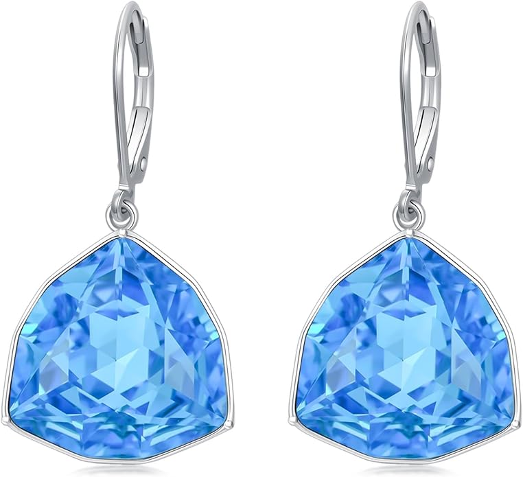 TOUPOP Leverback Earrings for Women Sterling Silver Simple Geometric Birthstone Dangle Drop Earrings Jewelry Christmas Valentine Mothers Day Birthday Gifts for Women Her Wife