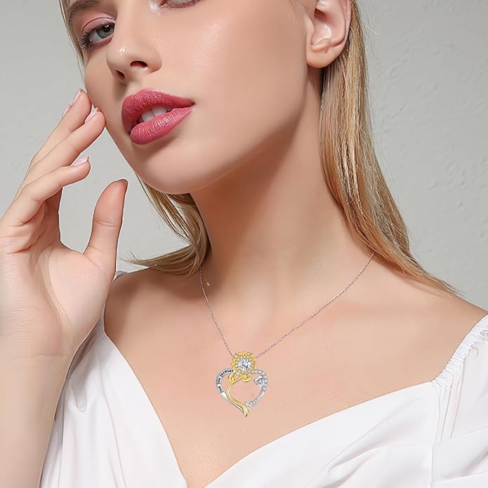 S925 Heart Necklace for Mom Wife Women S925 Sterling Silver Pendant Necklace Jewelry Gift for Mother's Day Birthday Christmas Wedding Thanksgiving Day Gift