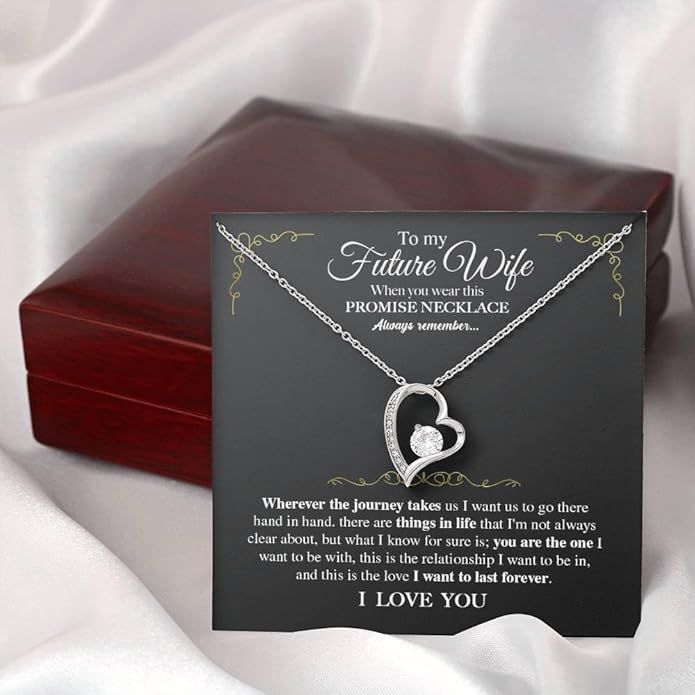 To My Future Wife Necklace - Promise Necklace For Her, Fiance Gifts For Her, Birthday Gifts For Future Wife With Message Card, To My Soulmate Necklace For Women Women Romantic Jewelry With Message Card, Gift Box