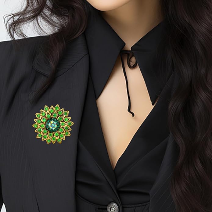 Large Crystal Flower Brooch Pin for Women Red purple pink green Rhinestone Flower Lapel Pin Wedding Party Birthday Dance Banquet Dress Suit Ceremony Clothes Hat Bag Accessories Jewelry