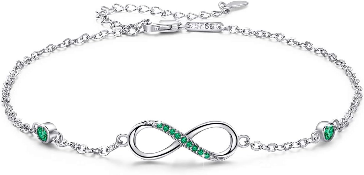 MEDWISE Womens Infinity Anklet Bracelet 925 Sterling Silver Endless Love Symbol Ankle Bracelet Adjustable Plus Size Large Bracelet Gifts for her Mother’s Day Gifts