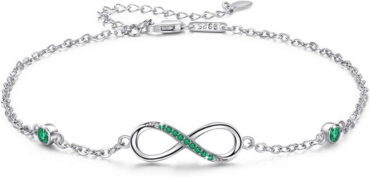 MEDWISE Womens Infinity Anklet Bracelet 925 Sterling Silver Endless Love Symbol Ankle Bracelet Adjustable Plus Size Large Bracelet Gifts for her Mother’s Day Gifts