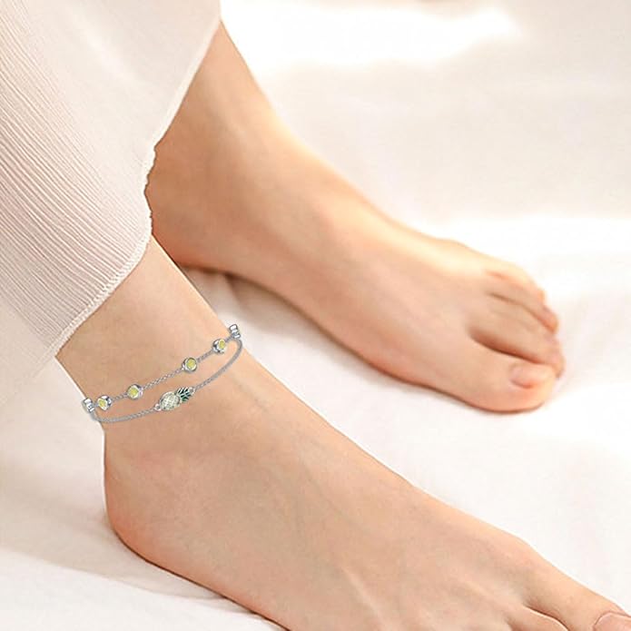 Dorunmo Anklet Bracelets For Women 925 Sterling Silver Birthstone/Infinity/Butterfly/Evil Eye/Turtle/Pineapple/Starfish/Heart Anklets Bracelets Jewelry Gifts for Women