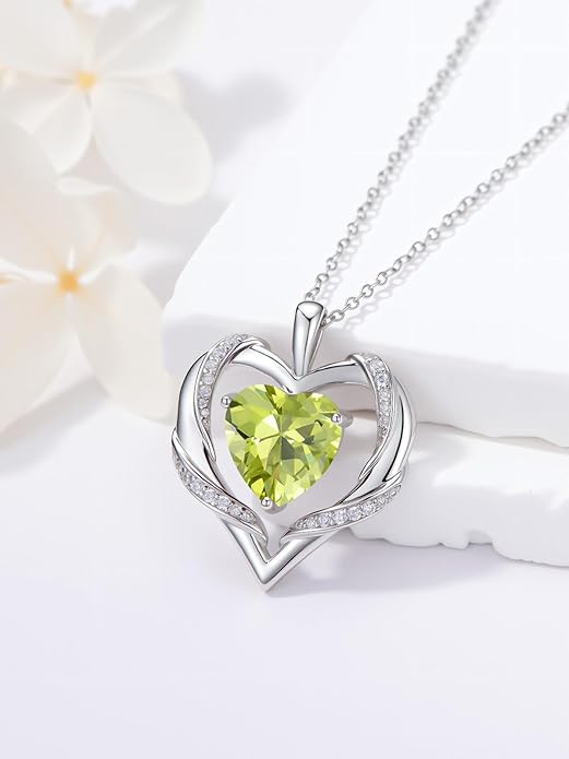 WINNICACA Birthday Gift for Mom Heart Necklace for Women 925 Sterling Silver Birthstone Necklace Jewelry Gift for Women Wife Her Girlfriend Sister