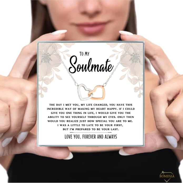 To My Soulmate Necklace For Women, Soul Mate Jewelry for Women, Future Wife Gifts, To My Wife Necklace from Husband, Gifts for Girlfriend, Pendant With Message Card