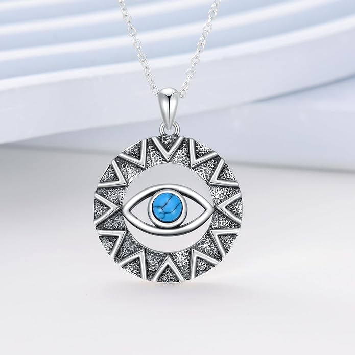 PELOVNY Evil Eye Necklaces 925 Sterling Silver Nazar Eye Protection Necklace Amulet Jewelry Gifts for Women