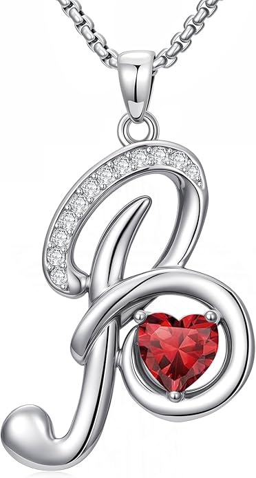 Christmas Gifts for Women Alphabet A to Z Initial Birthstone Pendant Necklaces for Women - 18k White Gold Plated Personalized Name Jewelry Valentine Mothers Day Birthday Gifts for Women Her Girlfriend