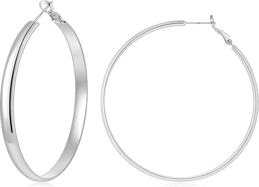 Gacimy 14K Gold Plated Hoop Earrings for Women, 14k Real Gold Plated with 925 Sterling Silver Post, Hypoallergenic Lightweight Thick Hoops Earrings for Women Trendy