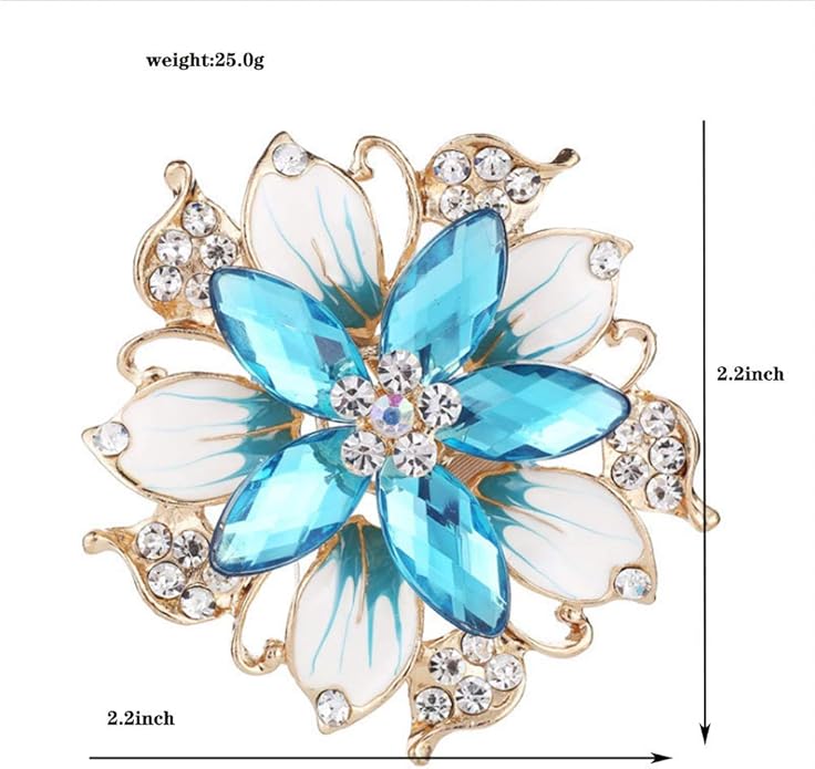 Crystal Pearl Flower Brooches Pins Fashion Beautiful Created Rhinestone Floral Brooch Good Idea for Party Dance Wedding Banquet for Elegant Women Girl