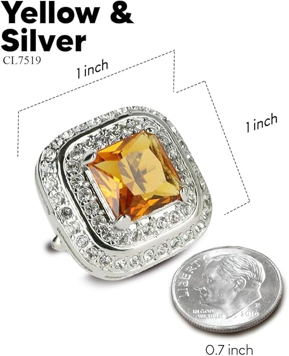 Vittorio Vico Square Colored Crystal Double Diamond Set Cufflinks