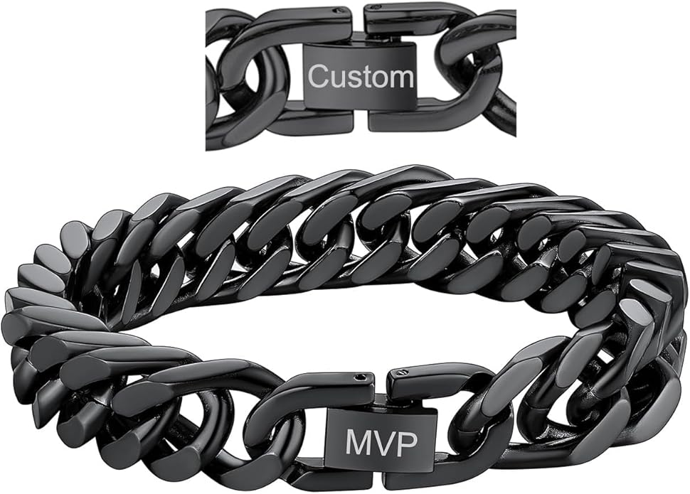 ChainsHouse Stainless Steel Cuban Link Bracelet, 8mm/12mm/17mm Width, 7.5"/8.3"/9", 18K Gold Plated Chain Wrist Bracelets for Men Women, Send Gift Box