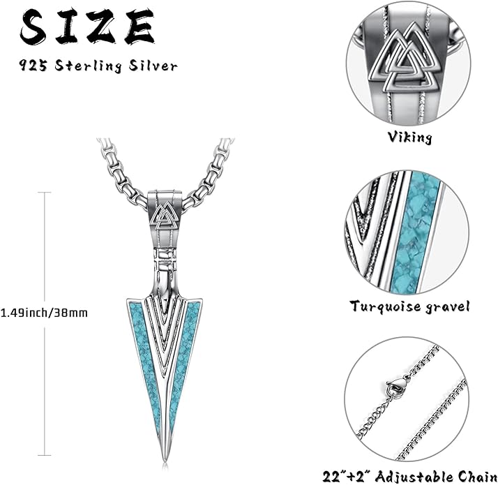 KoyeKei Viking Necklace for Men 925 Sterling Silver Viking Norse Pagan Jewelry Gifts for Women