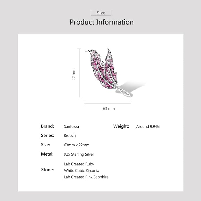 Santuzza 925 Sterling Silver Gemstone Pin Brooch for Women