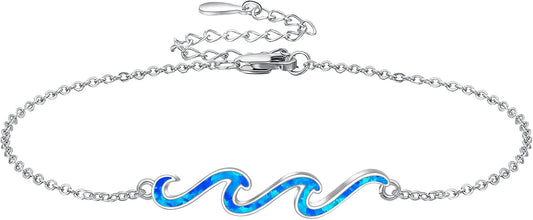 YFN Wave Anklet 925 Sterling Silver Ocean Wave Anklet Beach Jewelry for Women Gifts