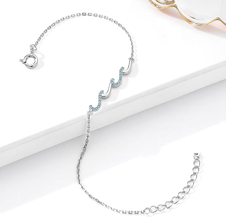 Gift for Best Friends Female,Wave Friendship Bracelet for Women,Bestie Gifts for Women,925 Sterling Silver Bracelet Gifts for Friends Birthday Gift Graduation Gift