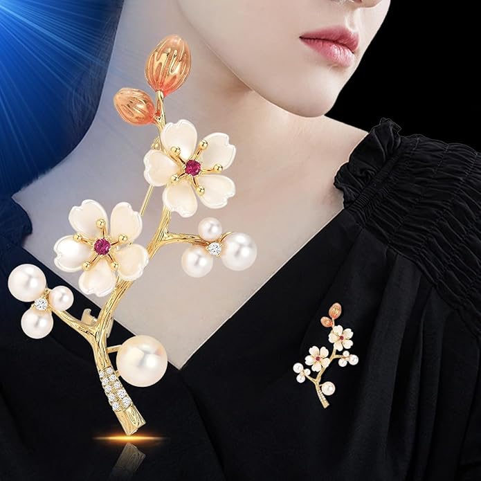 UNVAK Rhinestone Flower Brooch - Crystal Flower Pin for Women - Valentine's Day & Mother's Day Gift