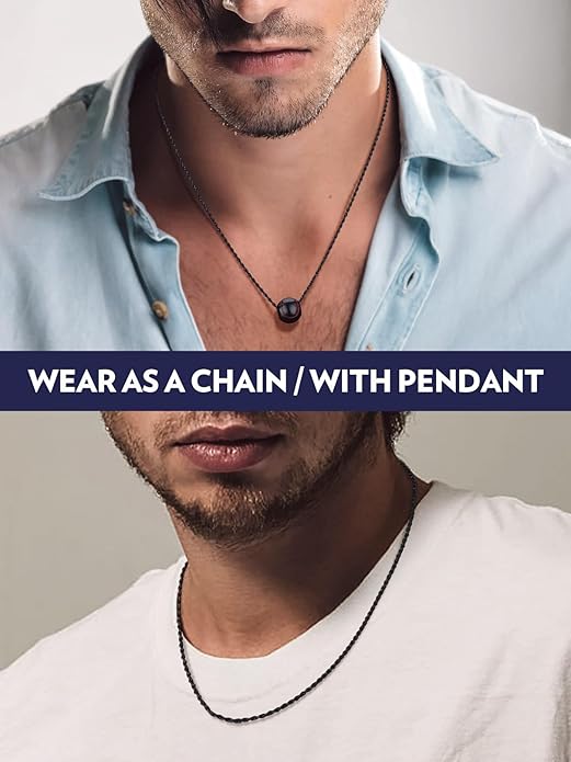 Bandmax Solid 1.5mm/2mm/3mm/6mm Rope Chains for Men Women 14K Gold Plated/Black Plated Stainless Steel Twist Chain 16-30 Inches, with Gift Box