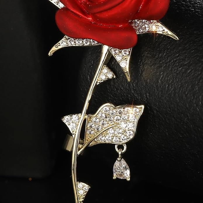 AILONMEI Red Rose Flower Brooches and Pins for Women Costume Jewelry Brooch Pins Broches Jewelry for Women Elegant Lady Pin