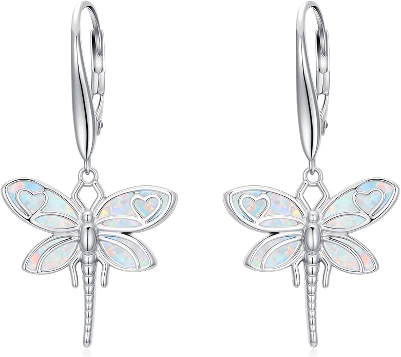 Phoenix/Dragonfly/Hummingbird/Butterfly/Dove Earrings 925 Sterling Silver Opal Animal Dangle Earrings Opal Jewelry Christmas Gifts for Women