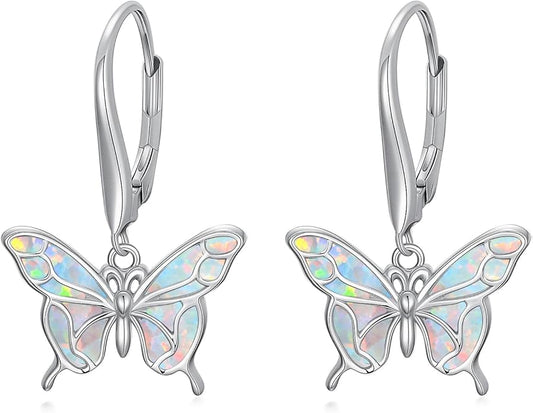 Phoenix/Dragonfly/Hummingbird/Butterfly/Dove Earrings 925 Sterling Silver Opal Animal Dangle Earrings Opal Jewelry Christmas Gifts for Women