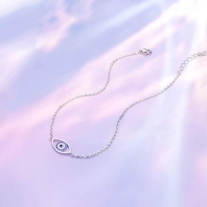 Anklet for Women S925 Sterling Silver Adjustable Foot Evil Eye Starfish Heart Bead Butterfly Celtic Knot Cross Multilayer Layered Ankle Bracelet Jewelry