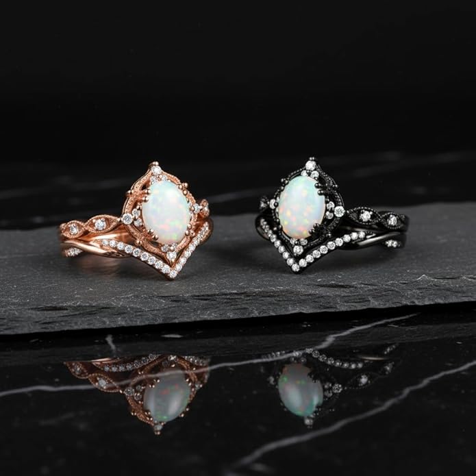 Oval Cut Vintage Gemstone Engagement Rings set for Women S925 Sterling Silver/10K/14K/18K Gold Birthstone Promise Anniversary Bridal Set Ring for her