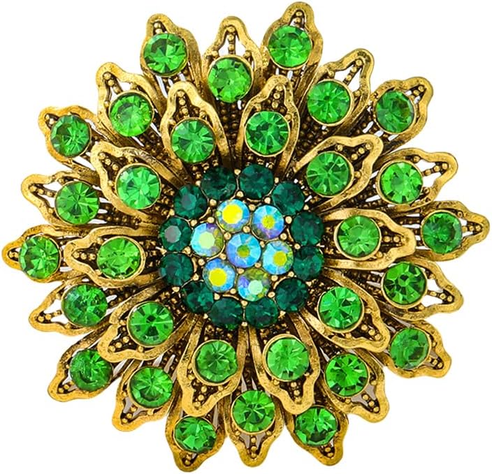 Large Crystal Flower Brooch Pin for Women Red purple pink green Rhinestone Flower Lapel Pin Wedding Party Birthday Dance Banquet Dress Suit Ceremony Clothes Hat Bag Accessories Jewelry