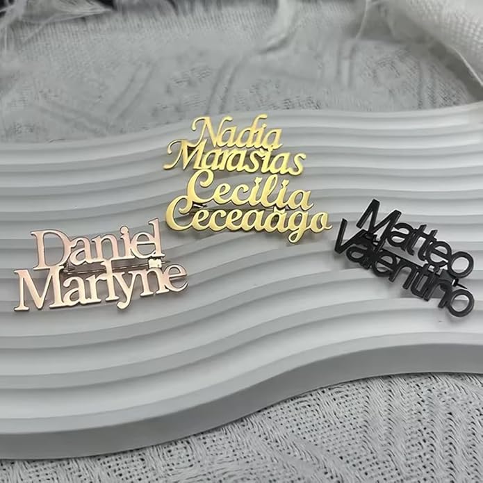 YHLISO Personalized Customize Double Names Stainless Steel Brooch Pin Custom Logo Gold Name Badges Products for Women Jewelry