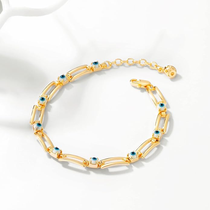 LOYATA Chain Bracelet Gold Link 14K Gold Plated Dainty Pearl Bracelet Simple Jewelry Gift for Women