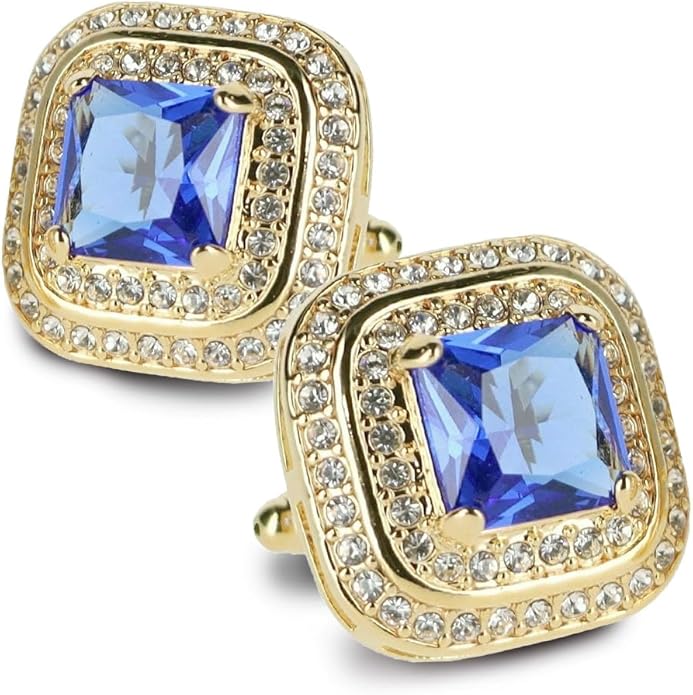 Vittorio Vico Square Colored Crystal Double Diamond Set Cufflinks