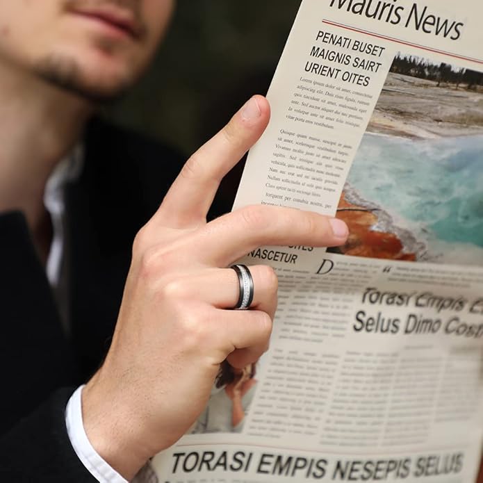 King Will Mens Tungsten Wedding Band with Cubic Zircon Inlay 7mm/8mm Flat Cut Comfort Fit Engagement Rings