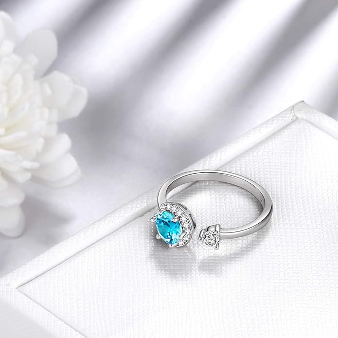 Aurora Tears 925 Sterling Silver 12 Birthstones Necklace/Earring/Ring/Bracelet Women Birthstone Pendant Crystal Fashion Birthday Jewelry Christmas Gift for Girls Women