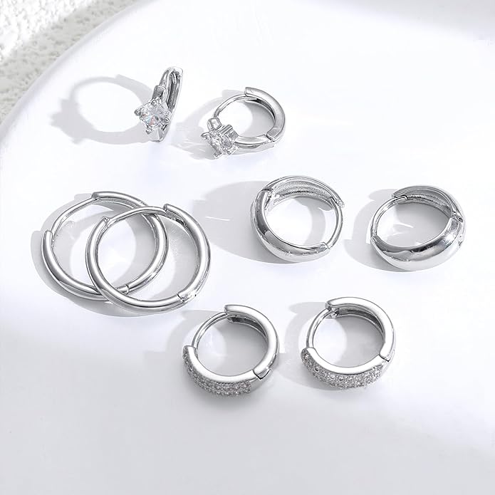 Small Gold Hoop Earrings Set for Women, 14K Gold Plated Lightweight Earrings Sets for Multiple Piercing, Hypoallergenic Huggie Gold Hoops Earrings for Women Jewelry