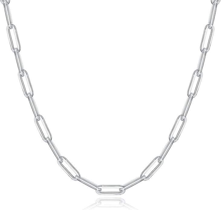OCHCOH 925 Sterling Silver Clasp 2.5/3/4/5mm Paperclip Chain for Women Silver Chain Necklace 16, 18, 20, 22, 24, 26, 30 Inches