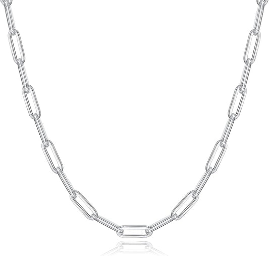 OCHCOH 925 Sterling Silver Clasp 2.5/3/4/5mm Paperclip Chain for Women Silver Chain Necklace 16, 18, 20, 22, 24, 26, 30 Inches