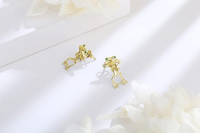 INFUSEU Sterling Silver Cute Stud Earrings Cat Frog Mushroom Bunny, Small Gifts for Women Teen Girls Animal Lovers