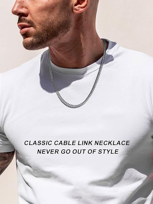 ChainsPro Chunky Miami Cuban Link Chains for Men,Stainless Steel Cuban Chain Necklace,4.8/6/10/14mm Width,No Tarnish& Thick Hip Hop Jewelry,18-30 inch Length, Black/Gold Plated/Silver,Send Gift Box