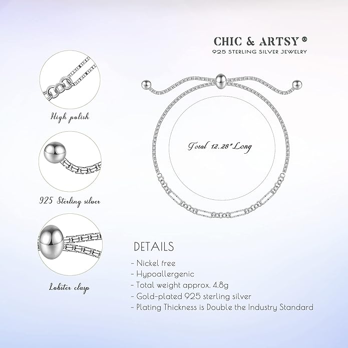 CHIC & ARTSY 925 Sterling Silver Ankle Bracelet Multilayer Anklets for Women Satellite, Star, Cross, Circle, Butterfly, Teardrop, Oval Disk Layered Anklet Beach Jewelry