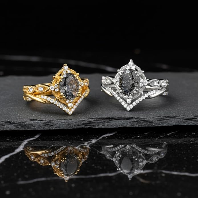 Oval Cut Vintage Gemstone Engagement Rings set for Women S925 Sterling Silver/10K/14K/18K Gold Birthstone Promise Anniversary Bridal Set Ring for her