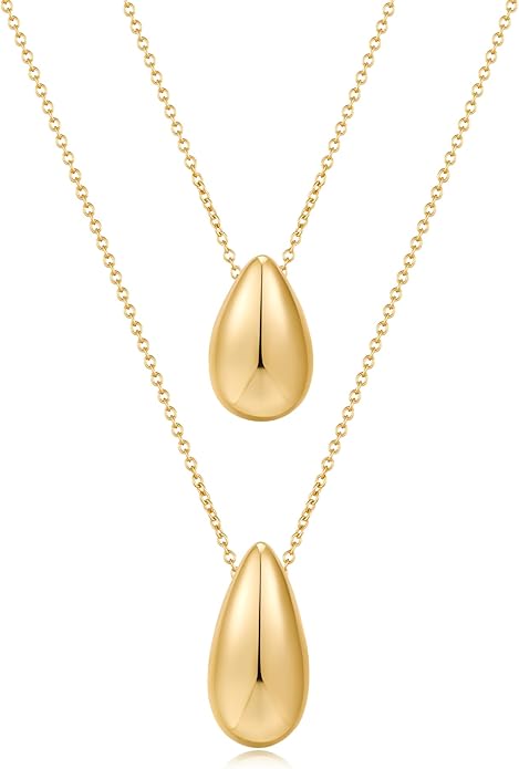 Dainty Layered Necklaces for Women Teardrop Long Pendant Chunky Necklace Trendy Jewelry Gift