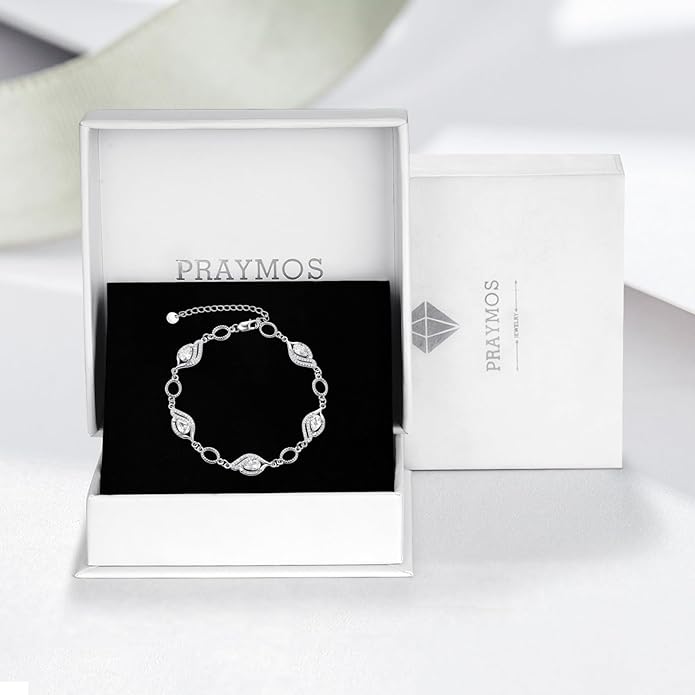 PRAYMOS Birthstone Bracelets for Women Mom Mother's Grandma Sterling Silver Women's Bracelets Birthstone Jewelry Gifts
