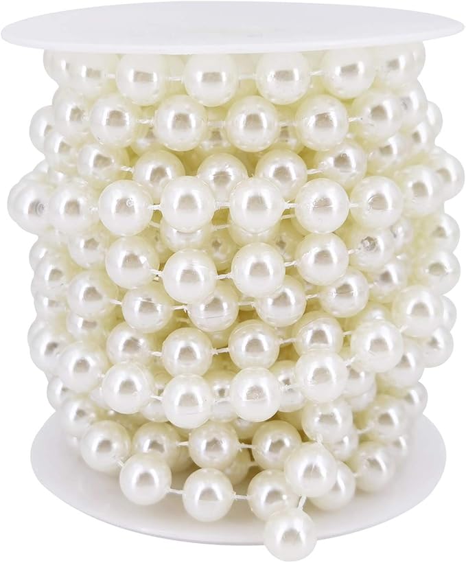 INSPIRELLE 10MM Ivory Faux Pearl Beads 6M Garland Pearl Bead Roll Strand for Wedding Party Decoration