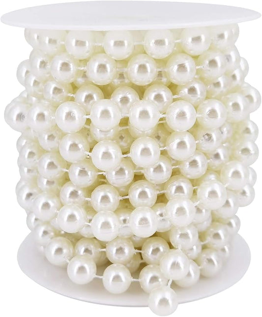 INSPIRELLE 10MM Ivory Faux Pearl Beads 6M Garland Pearl Bead Roll Strand for Wedding Party Decoration