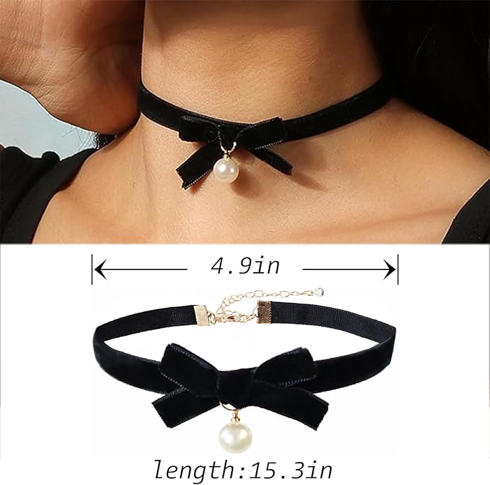 4 Pcs Choker Necklace For Women Black Adjustable Layered Velvet Leather Lace Collar Necklace Goth Jewelry Gifts