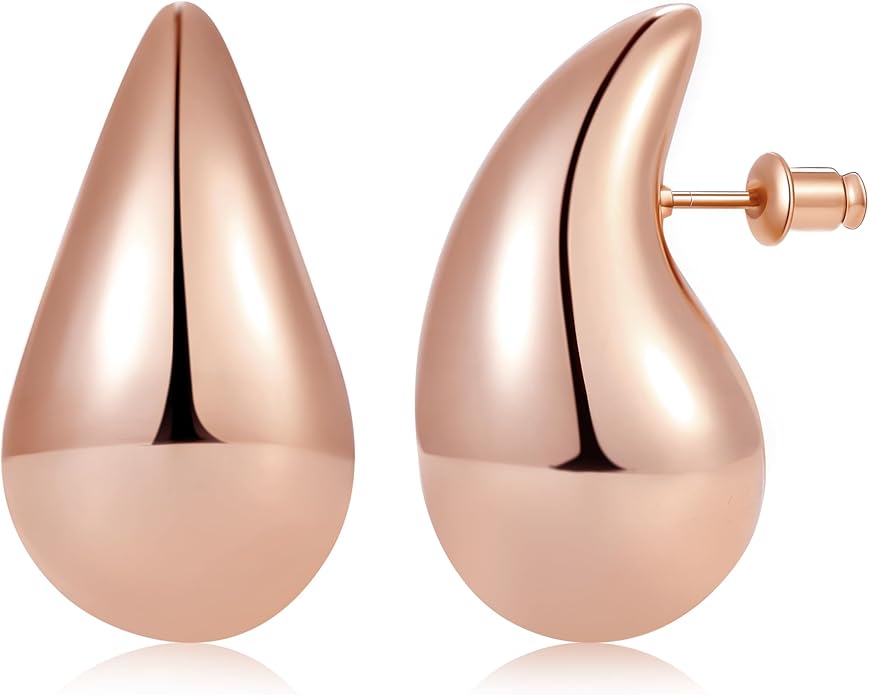 Gacimy Teardrop Earrings Dupes for Women 14K Gold Plated, Chunky Drop Earrings for Women with 925 Sterling Silver Post